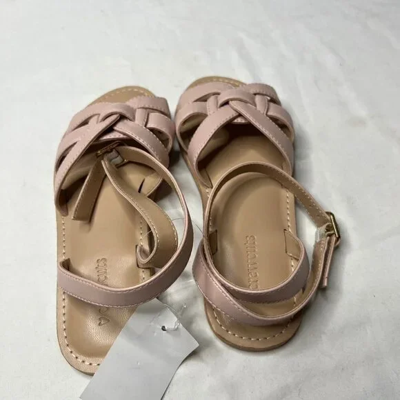 J.Crew Crewcuts Girls $65 Basketweave Sandals Mauve Blush Size K2 BP444 - Picture 5 of 8